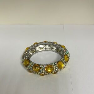 Silver and Yellow Gemstone Bracelet